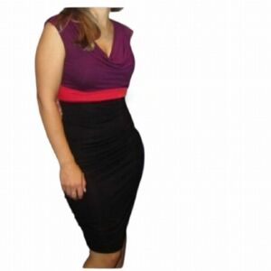 INC Petite Black Purple Red Draped Neckline Sheath Lined Dress Sleeveless TP